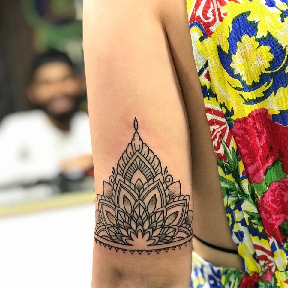 Fine line style half mandala tattoo on the... - Official Tumblr page for  Tattoofilter for Men and Women